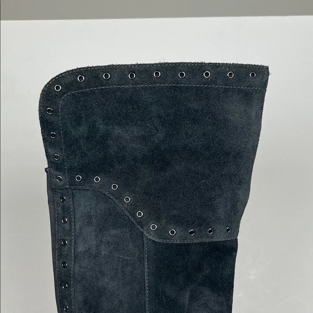 Vince Camuto Bestan‎ Gray Over-the-Knee Women's Boots Grommet Accents SZ 6.5